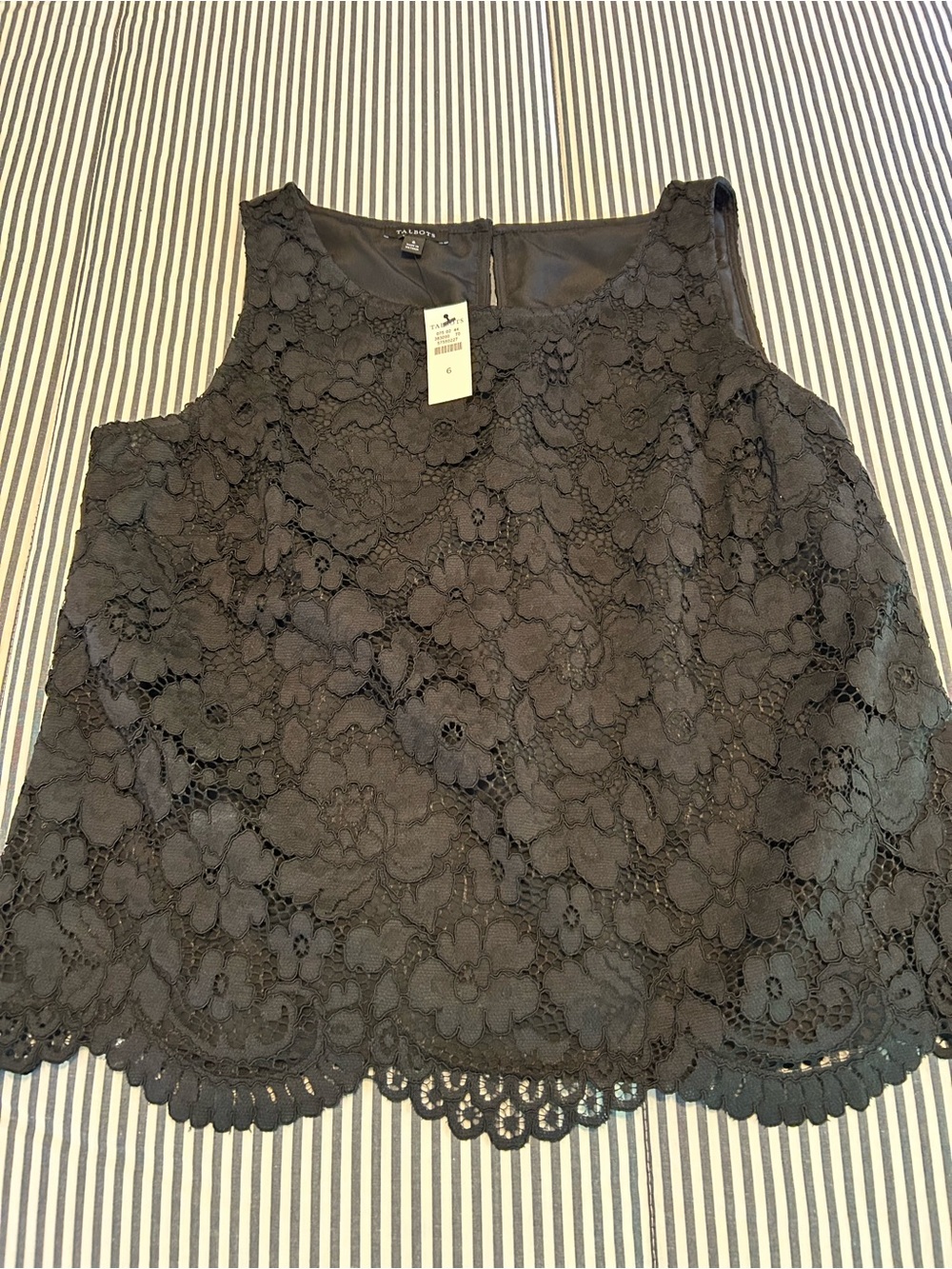 Talbots Black Floral Lace Sleeveless Camisole size 6